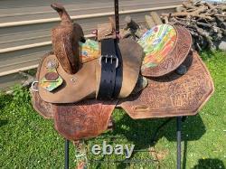 Used 16 Silver Royal cactus Western barrel saddle