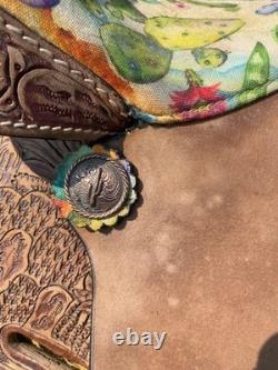 Used 16 Silver Royal cactus Western barrel saddle