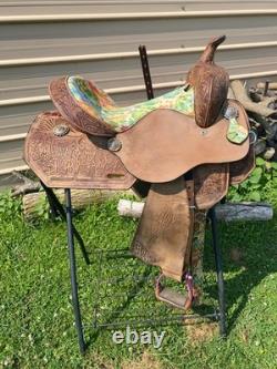 Used 16 Silver Royal cactus Western barrel saddle