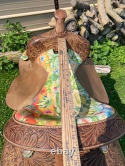 Used 16 Silver Royal cactus Western barrel saddle