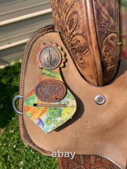 Used 16 Silver Royal cactus Western barrel saddle