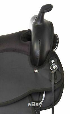 Used 16 Silver Show Western Synthetic Cordura Trail Barrel Comfy Horse Saddle