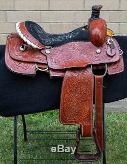 Used 16 Western Roping Premium Thick Leather Ranch Work Cowboy Horse Saddle