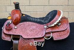 Used 16 Western Roping Premium Thick Leather Ranch Work Cowboy Horse Saddle