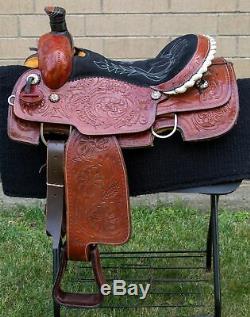 Used 16 Western Roping Premium Thick Leather Ranch Work Cowboy Horse Saddle