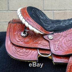 Used 16 Western Roping Premium Thick Leather Ranch Work Cowboy Horse Saddle