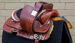 Used 16 Western Roping Premium Thick Leather Ranch Work Cowboy Horse Saddle