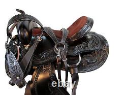 Used 17 16 15 Western Saddle Barrel Racing Pleasure Trail Tooled Leather Tack