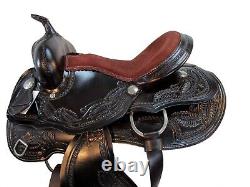 Used 17 16 15 Western Saddle Barrel Racing Pleasure Trail Tooled Leather Tack