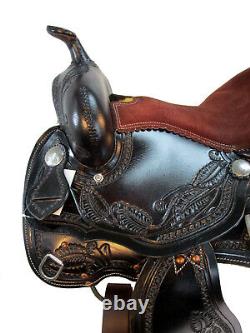 Used 17 16 15 Western Saddle Barrel Racing Pleasure Trail Tooled Leather Tack