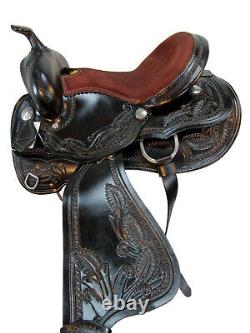 Used 17 16 15 Western Saddle Barrel Racing Pleasure Trail Tooled Leather Tack