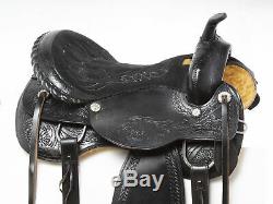 Used 17 Black Thick Leather Western Comfy Pleasure Trail Riding Horse Saddle