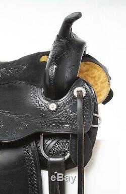 Used 17 Black Thick Leather Western Comfy Pleasure Trail Riding Horse Saddle