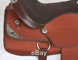 Used 17 Brown Synthetic Silver Western Pleasure Trail Show Horse Saddle Tack