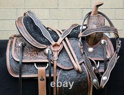 Used 17 Comfy Seat Pleasure Trail Leather Tooled Western Ranching Horse Saddle