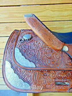 Used 17 Light Oil Circle Y Western Equitation Silver Show Horse Saddle