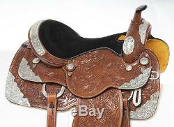 Used 17 Silver Parade Show Premium Hand Carved Leather Western Horse Saddle