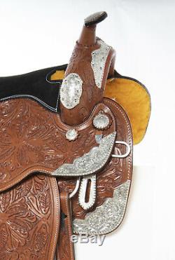 Used 17 Silver Parade Show Premium Hand Carved Leather Western Horse Saddle