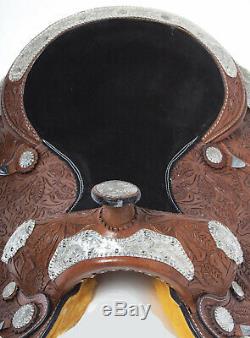 Used 17 Silver Parade Show Premium Hand Carved Leather Western Horse Saddle