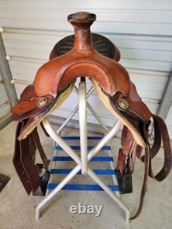 Used 18 Brown Color Leather Roping Saddle with some Tooling #1818