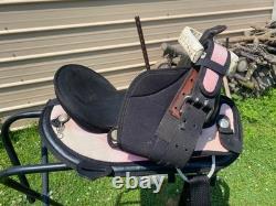 Used Abetta 14 youth/small adult pink & black synthetic Western saddle US made