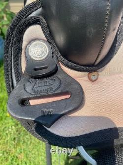 Used Abetta 14 youth/small adult pink & black synthetic Western saddle US made