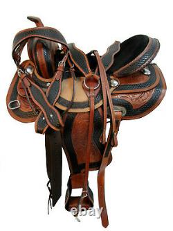 Details about   ARABIAN WESTERN HORSE SADDLE PLEASURE TRAIL TOOLED LEATHER TRAIL TACK SET 15 16 