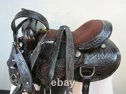 Used Barrel Saddle Western Horse Pleasure Racing Brown Tooled Leather 15 16 17