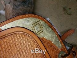 Used Billy Cook western horse saddle with Turquoise 16 seat