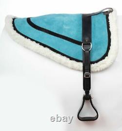 Used Blue Treeless Western English Bareback Riding Pad Saddle Stirrups Girth