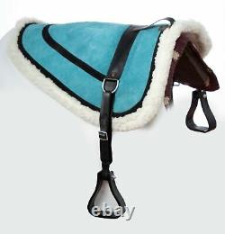 Used Blue Treeless Western English Bareback Riding Pad Saddle Stirrups Girth