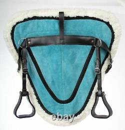 Used Blue Treeless Western English Bareback Riding Pad Saddle Stirrups Girth