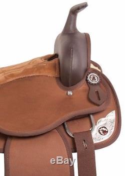 Used Brown Synthetic Western Pleasure Horse Saddle Tack Set 14 15 16 17 18