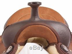 Used Brown Synthetic Western Pleasure Horse Saddle Tack Set 14 15 16 17 18