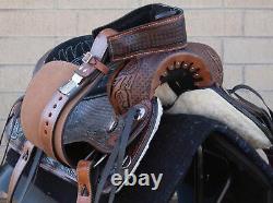 Used Comfy Pleasure Trail Western Tooled Leather Horse Saddle Tack Set 16 17 18