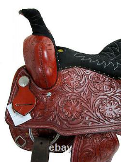 Used Cowboy Western Roping Saddle Horse Ranch Floral Tooled Leather 15 16 17 18