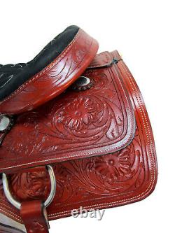 Used Cowboy Western Roping Saddle Horse Ranch Floral Tooled Leather 15 16 17 18