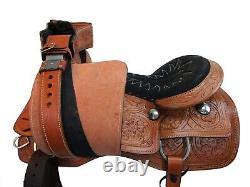 Used Cowboy Western Roping Saddle Horse Ranch Floral Tooled Leather 15 16 17 18