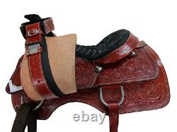 Used Cowboy Western Roping Saddle Horse Ranch Floral Tooled Leather 15 16 17 18