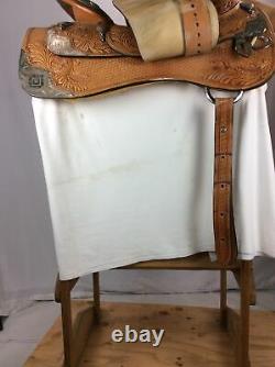 Used Dale Chavez Western Pleasure Show Saddle with Silver, 17 Seat/Wide Tree