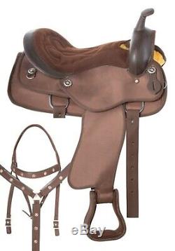 Used Gaited 17 Brown Light Weight Western Trail Horse Saddle Tack Set