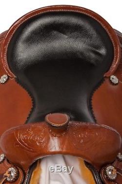 Used Gaited Tooled Western Pleasure Trail Horse Leather Saddle Tack 15
