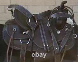 Used Gaited Tree Western Trail riding Comfy Leather Horse Saddle Tack 16 17