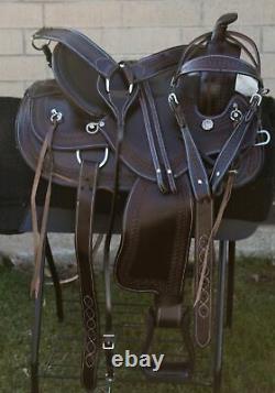 Used Gaited Tree Western Trail riding Comfy Leather Horse Saddle Tack 16 17