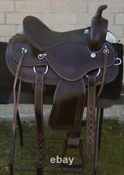 Used Gaited Tree Western Trail riding Comfy Leather Horse Saddle Tack 16 17