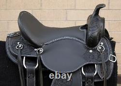 Used Gaited Western Black Leather Horse Saddle Tack 16 Trail Endurance