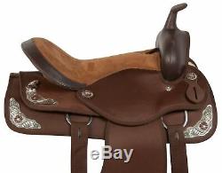 Used Light Weight Brown Synthetic Cordura Trail Show Silver Western Horse Saddle