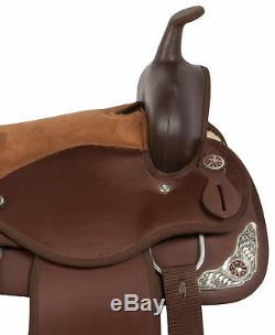 Used Light Weight Brown Synthetic Cordura Trail Show Silver Western Horse Saddle