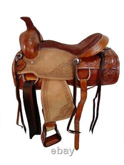 Used Rodeo Saddle 15 16 17 18 Pleasure Horse Roping Roper Ranch Tooled Leather