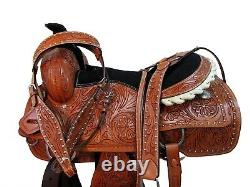 Used Roping Roper Work Leather Floral Studded Cowboy Western Ranch Horse Saddle